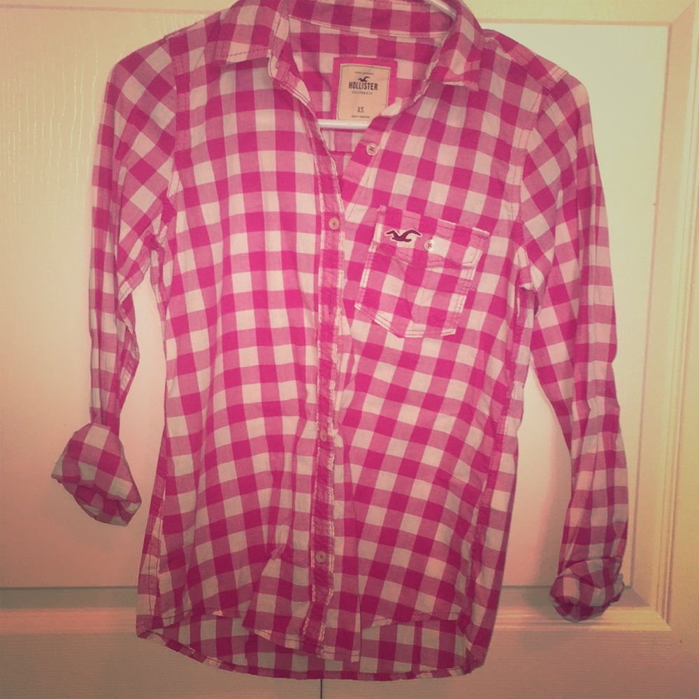 Hollister Pink Gingham Button Down